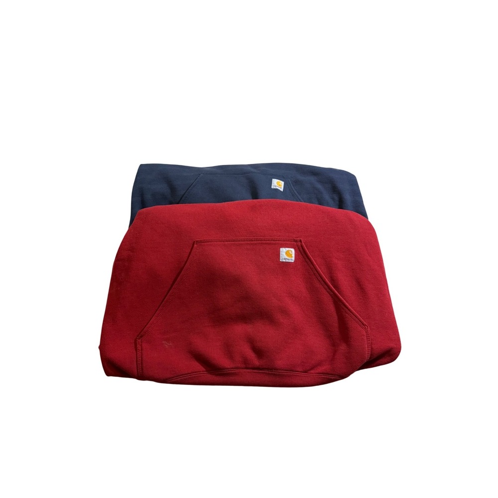 LOT OF 2 Carhartt Hoodies XL Red Blue Loungewear Casual Athleisure Workwear